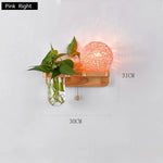 lampe murale scandinave bois naturel feuilles vertes plante boule lumineuse chaîne éclairage chambre salon