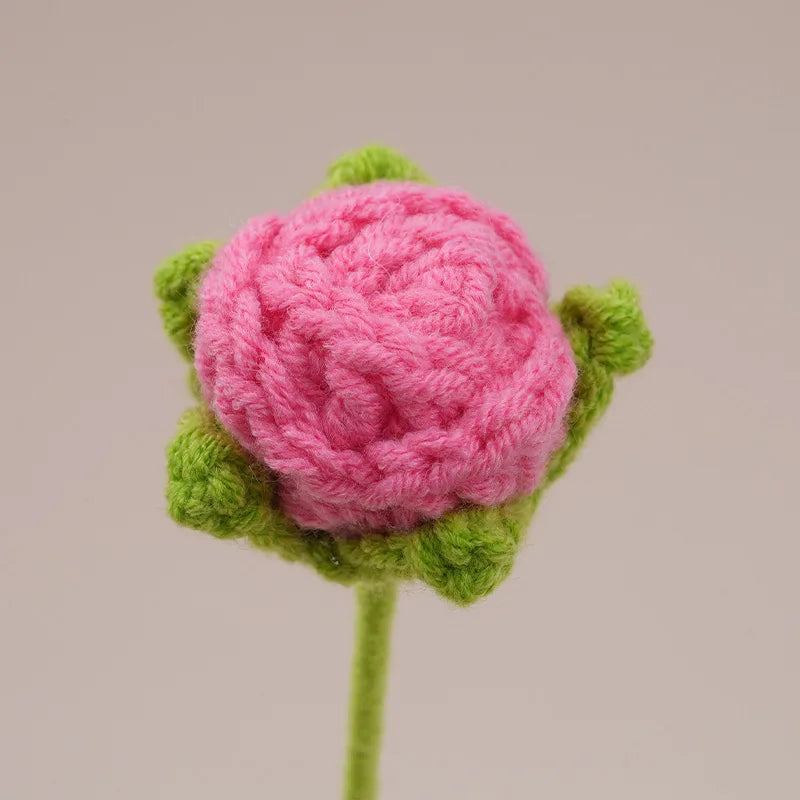 fleurs artificielles tricotées violet orange rose bleu blanc rouge jaune artisanale crochet decoration maisonintérieur
