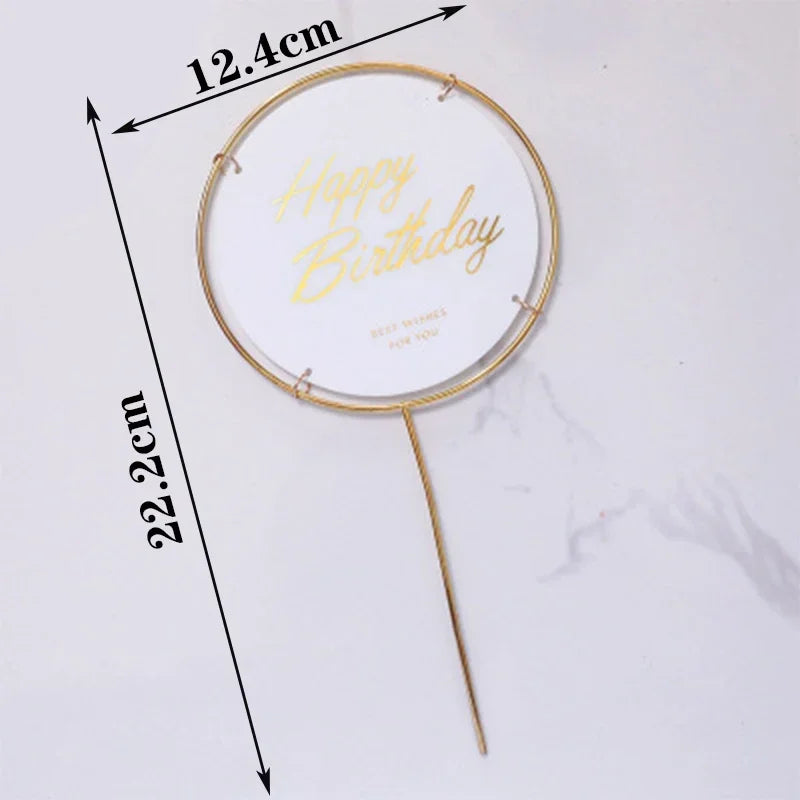 décoration gâteau anniversaire papillon rose pâle doré transparent cercle happy birthday best wishes mariage