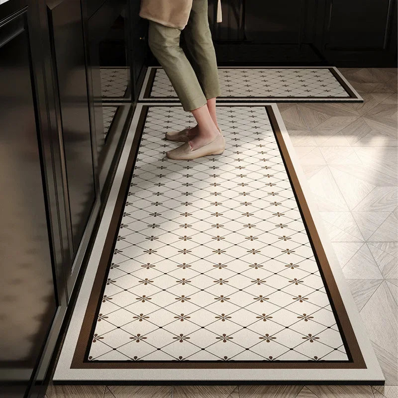 lot tapis cuisine antidérapants noir blanc motif géométrique moderne 60x40 cm