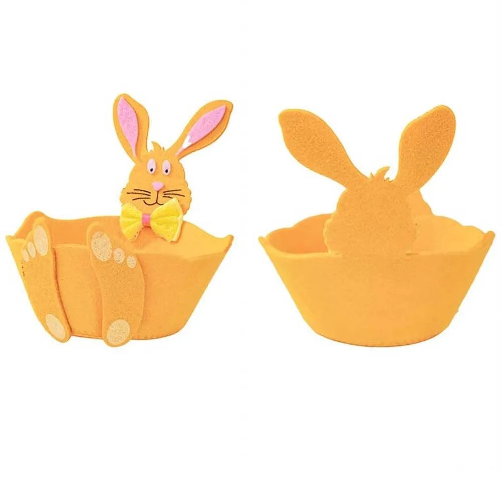 panier pâques jaune vert points rouges oreilles roses imperméable plastique sans bpa décoration festive