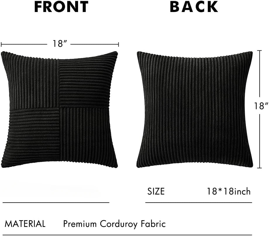 housses coussin polyester coton rayures moderne noir zip lit