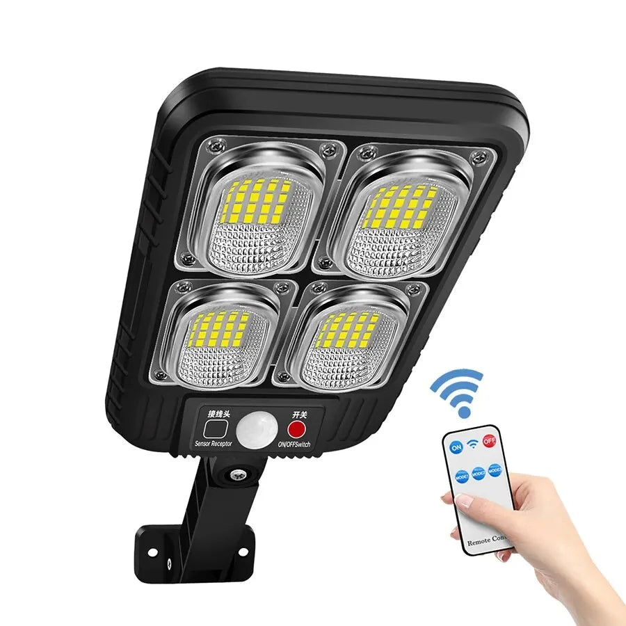 lampe solaire led détecteur mouvement 200 led noir moderne ip65 télécommandeextérieur