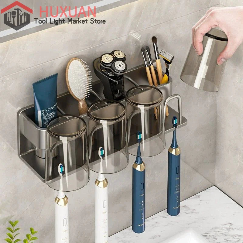 porte brosses dents gris moderne adhésif brosses dents flacon crème brosse coiffure rasoir électrique