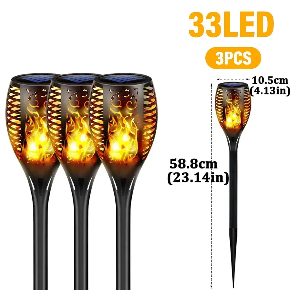 torche solaire 96 led motif floral moderne batterie intégrée ip65 fixation tringle