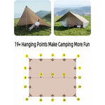 tarp polyvalent camping abri toile épaisse occlusion variable configurations multiples adaptateur