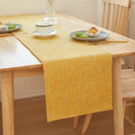 nappe lin texturée gris rouge bleu vert orange moderne décoration intérieure table assiettes thé