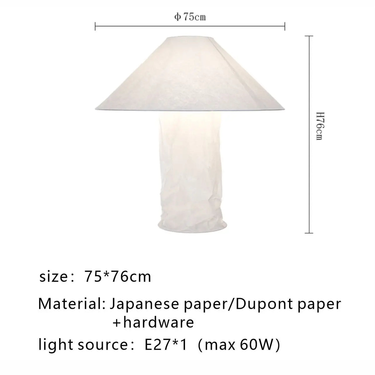 lampe table moderne papier blanc texture froissée 6000k 4000k 3000k