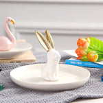 support bijoux moderne lapin or animal décoratif anneaux pendentifs rangement céramique email