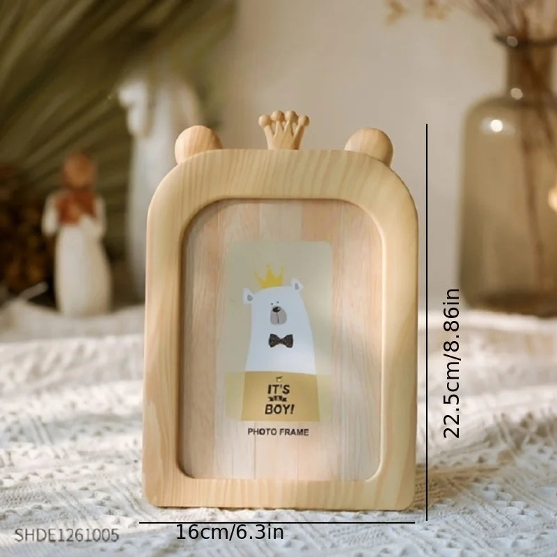 cadre photo bois naturel rayures horizontales illustration animale moderne ornement décoration