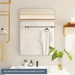 miroir moderne rectangle noir cadre aluminium éclairé sans perçage 30x40cm or champagne