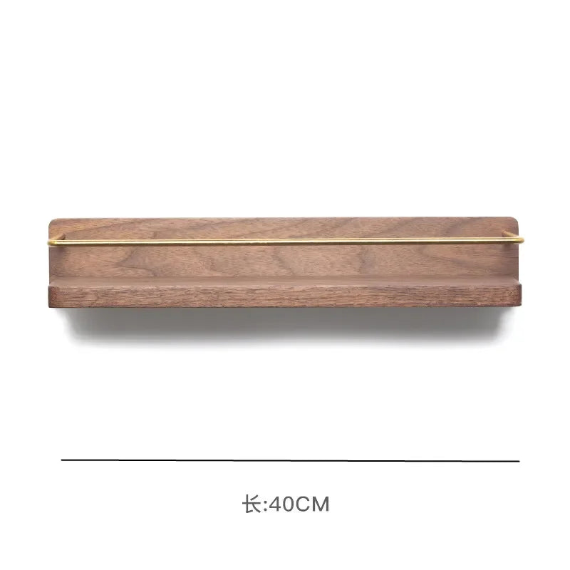 étagère murale moderne minimaliste bois naturel doré étagères clips métalliques