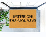 tapis porte imperméable antidérapant inscription vin humoristique extérieur intérieur beige noir