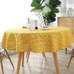 nappe ronde lin géométrique jaune blanc moderne table dîner mariage fête