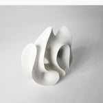 sculpture abstraite blanche contemporaine texture rugueuse décoration intérieure 22cm 14cm 24cm