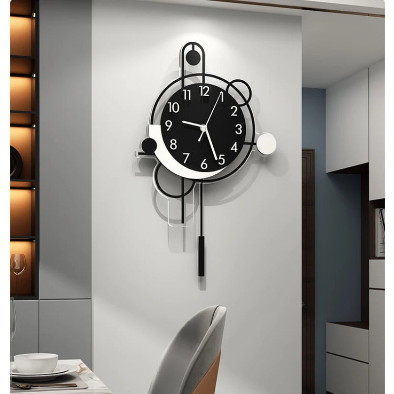 Horloge murale circulaire en métal blanc, décoration intérieure style nordique