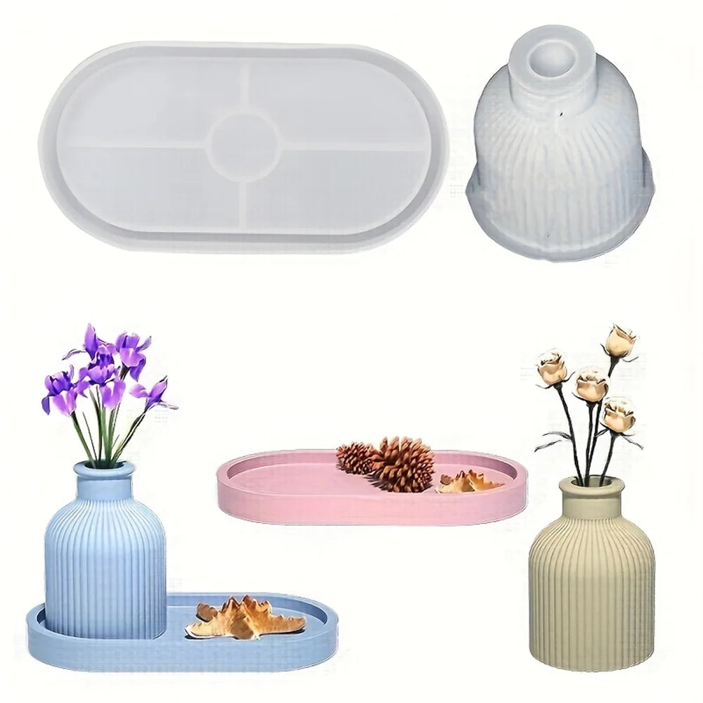 vases plateaux silicone couleur douce moderne minimaliste rayures verticales decoration interieur