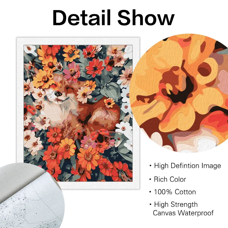 peinture l'huile fleurs animaux toile cadre multicolore rouge orange Jaune Blanc decoration maison unique