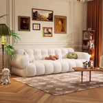 canapé moderne velours beige marron olive salon contemporain coussins différentes tailles
