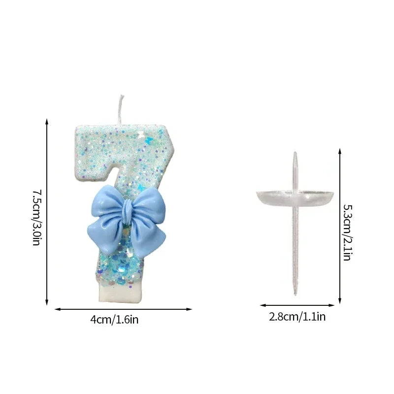bougies anniversaire chiffres blanc bleu paillettes argentées festives tringle decoration
