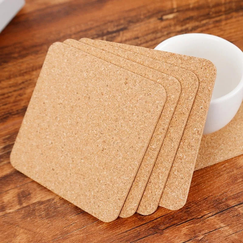 coasters liège naturel simples rustiques boissons table decoration beige rustic round