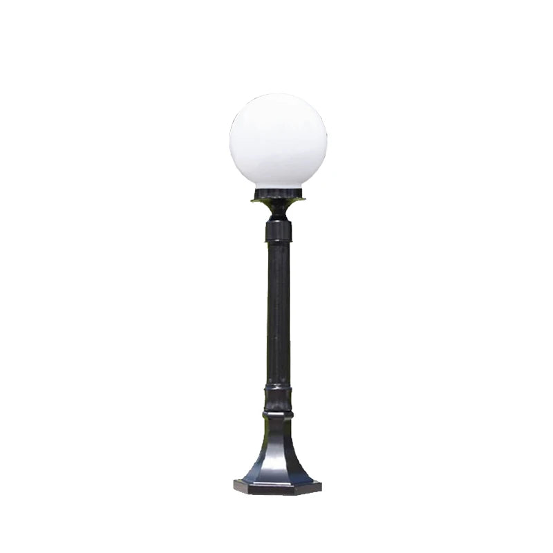 lampe sol classique vintage ip65 led waterproof noir brillant métalextérieur autonomepied carré boule verreflux