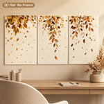 tableau moderne feuilles d'automne toile sans cadre beige marron doré nature morte pièces décoration