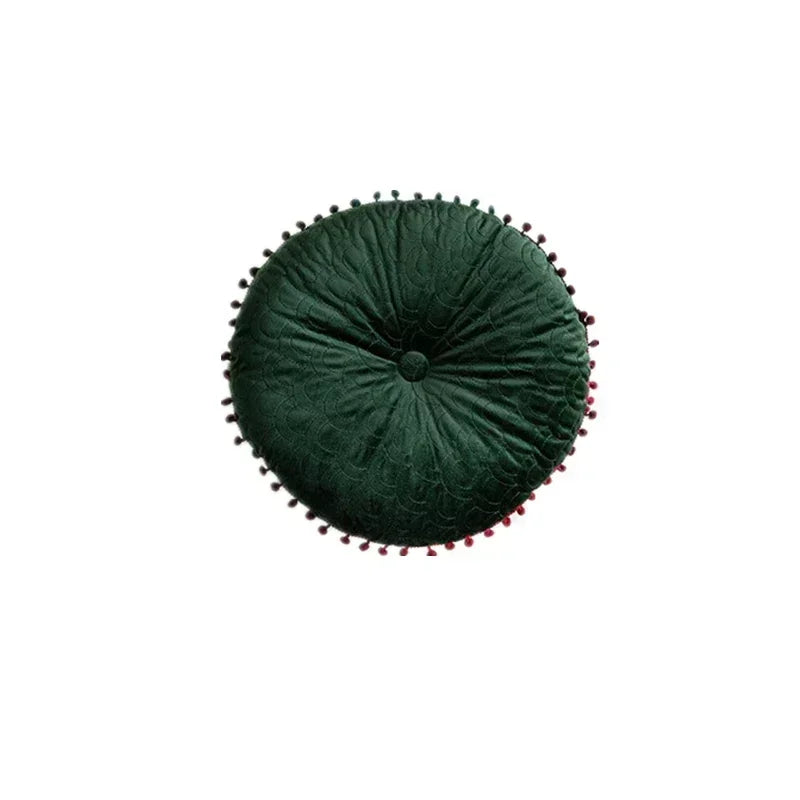 coussin rond bébé moderne motif points vintage fixé vert foncé doux mousse PU polyester