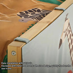 rideaux enfant safari motifs animaux savane opaques attaches métal décoration chambre verte beige