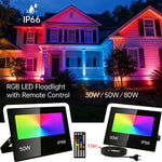 projecteur led rgb ip66 étanche extérieur télécommande réglage luminosité noir moderne
