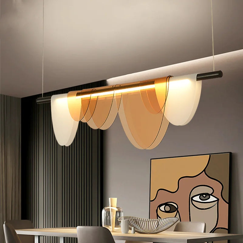 lustres led suspension contemporaine noir blanc bleu géométrique opaques chambre villa bar