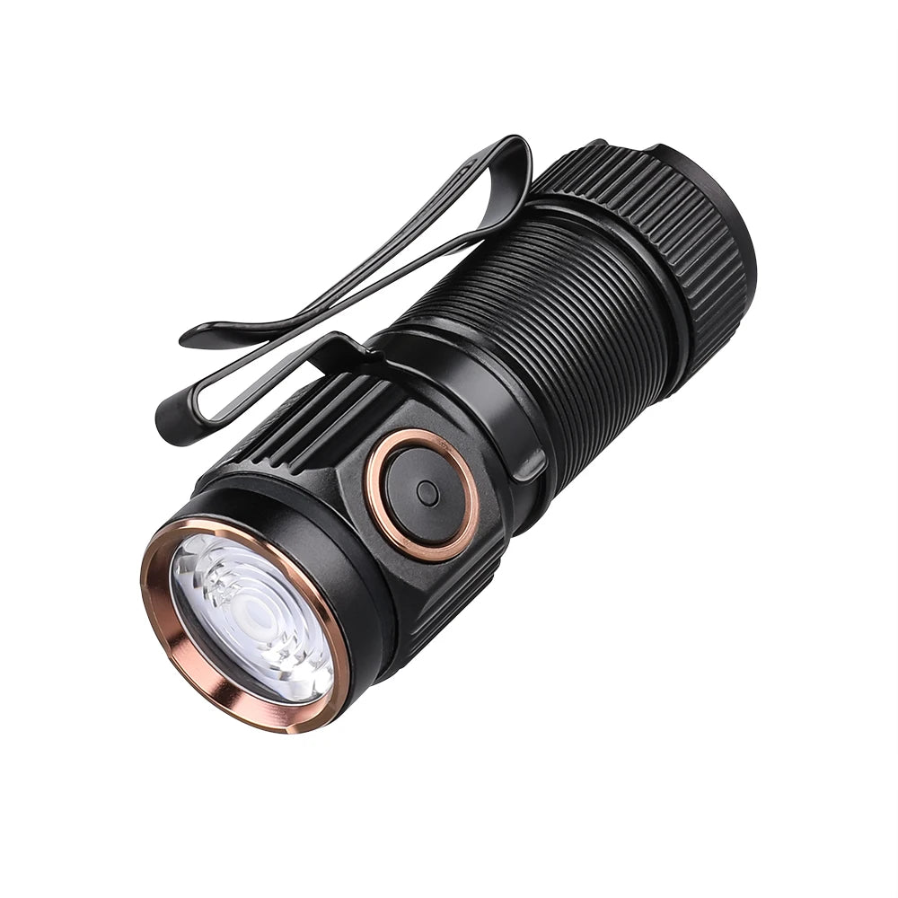 lampe torche led rechargeable noir cuivre texturée clip aimantée compacte moderne 62mm 46g