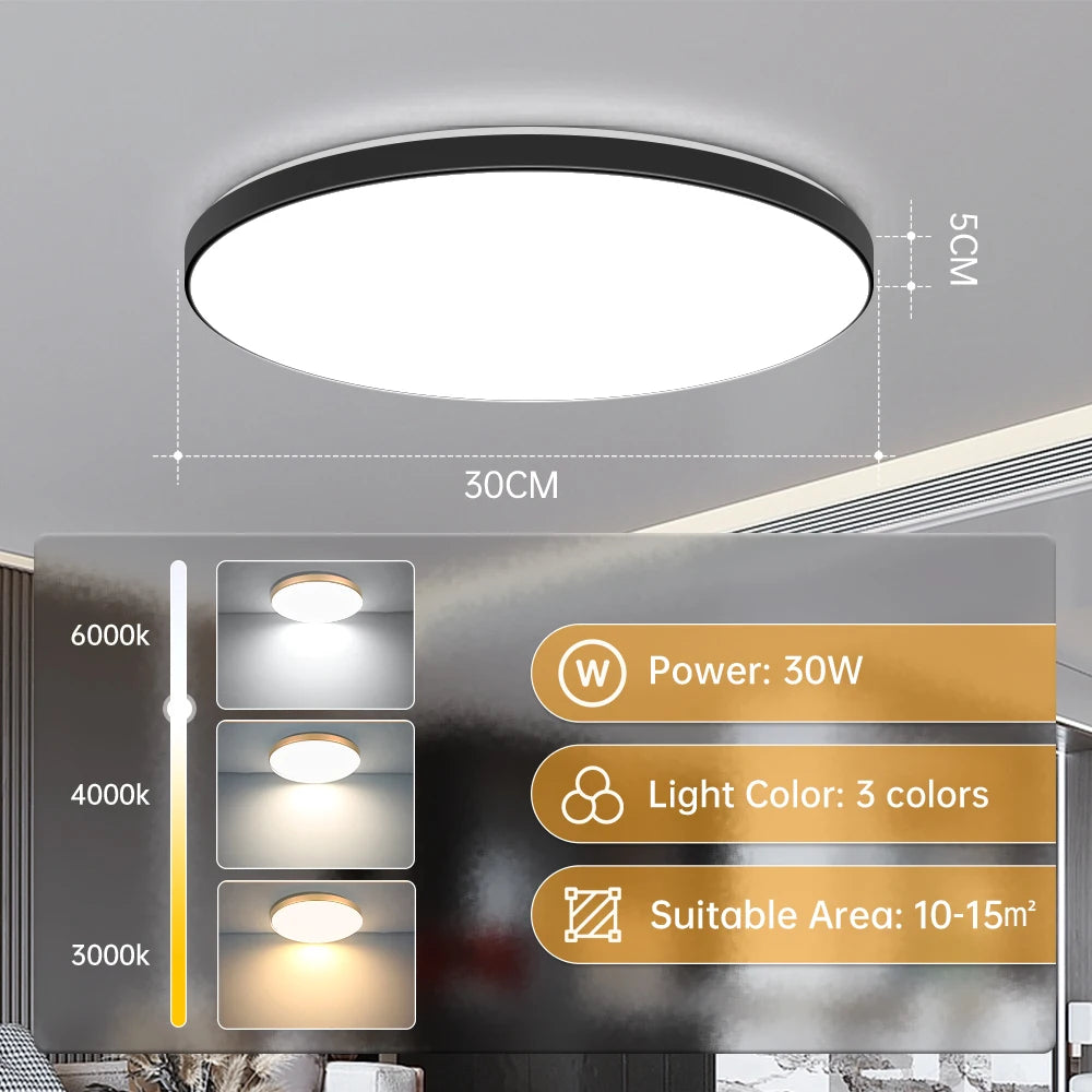 lampe minimaliste noir réglable télécommande éclairage maison salon led 30w 40w 3000k 4000k 6500k
