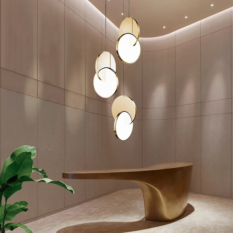 suspension lumineuse moderne or blanc circulaire translucide 4000k 3000k