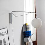 lampe murale articulée blanc chrome moderne minimaliste interrupteur bouton fixée mur câble électrique