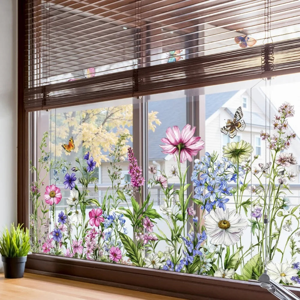 autocollants muraux fleurs papillons multicolores décoration intérieure pvc 60x30cm autoadhésifs réalistes chambre salonétude