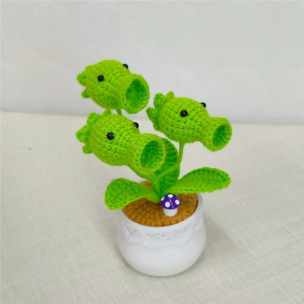 plantes crochet tournesol pois vert jaune bleu marron blanc créatif artisanal
