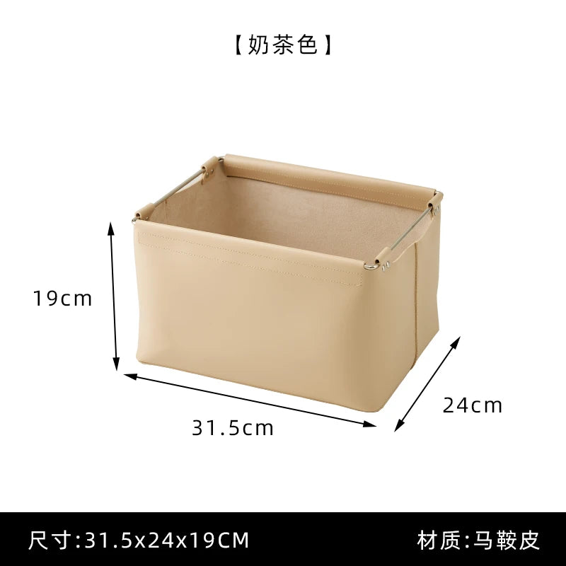 boîtes rangement cuir simili moderne minimaliste beige vert olive noir poignées métalliques