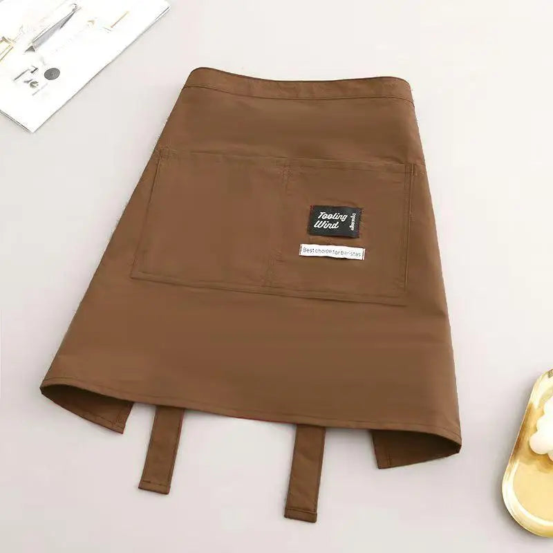 tablier cuisine imperméable polyester noir vert olive marron clair moderne poche grande ceinture ajustable
