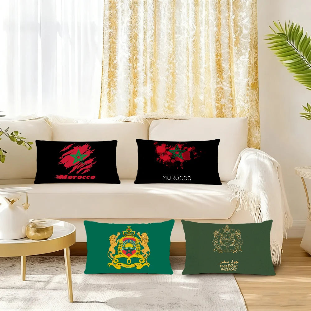 housse coussin étoile verte maroc moderne polyester double face 30x50cm 40x60cm