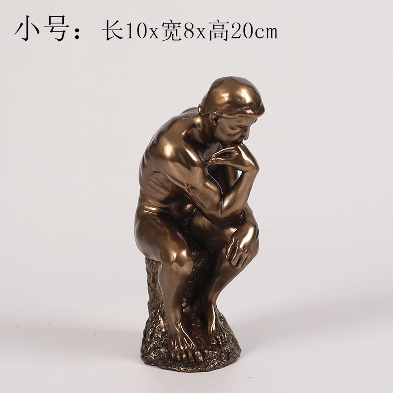 statue penseur rodin bronze doré décoration salon classique artisanatœuvre d'art française rétro nostalgie