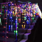 guirlande led gouttelettes translucides blanc chaud multicolore extérieur panneau solaire noel festive 162led 9m