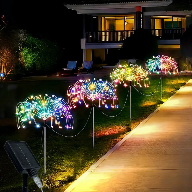 lumière solaire feu d'artifice multicolore moderne extérieur piquet fixe led jardin patio