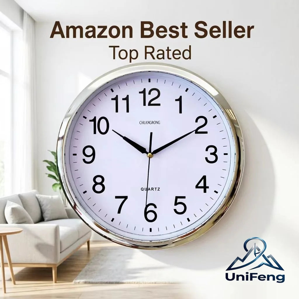 horloge murale moderne or argent blanc simple quartz opaque famille