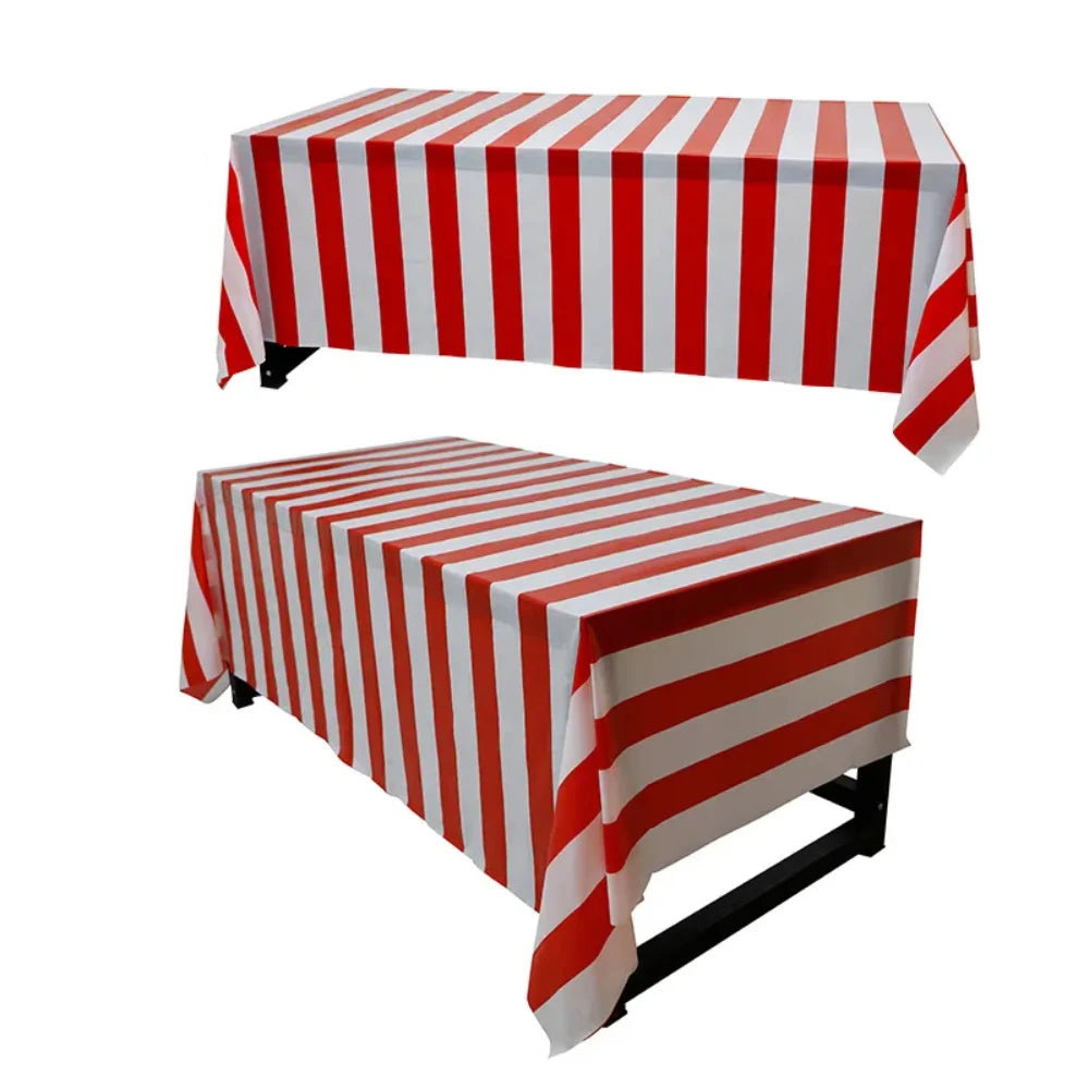 nappe table rouge blanche rayée imperméable moderne fête anniversaire noël événement festiveDecoration