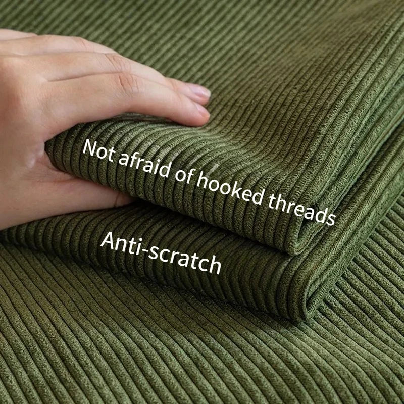 tissu velours côtelé rayures vert olive marron vintage doux chaud polyester coudre maison bricolage