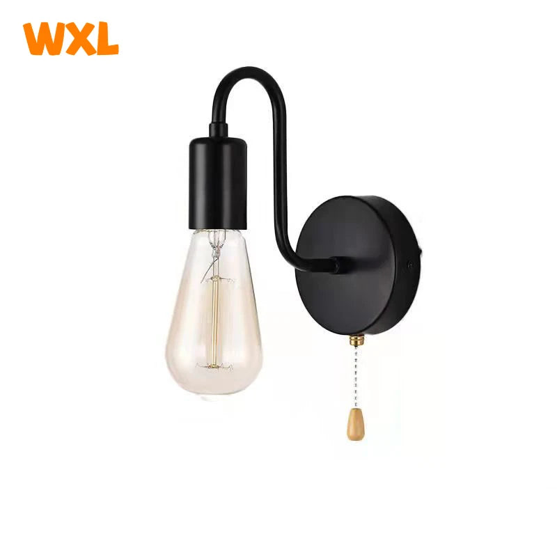 lampe murale moderne fer noir fixe 15cm largeur 18cm hauteur interrupteur ampoule