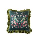 housse coussin imprimée perroquet oiseaux fleurs polyester coton lit carré vintage bleu vert rose
