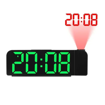 projecteur horloge numérique led noir rouge vert minimaliste affichage alarme réglable digits lumineux