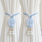 accessoires rideau fleurs cordon tressé rose violet beige blanc vert marronclair